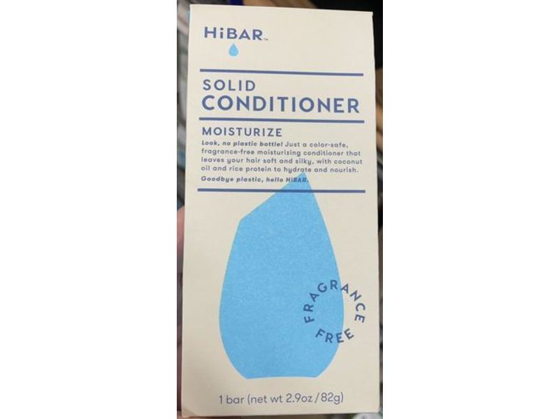 HiBAR Moisturize Solid Conditioner Bar, Fragrance Free, 2.9 oz/82 g