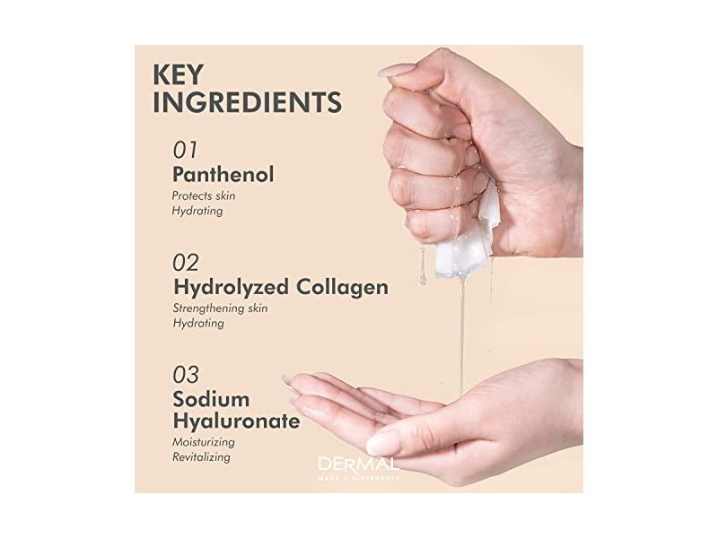 DERMAL 12 Set Collagen Essence Mask Sheet | Sodium Hyaluronate & Hydrolyzed Collagen |