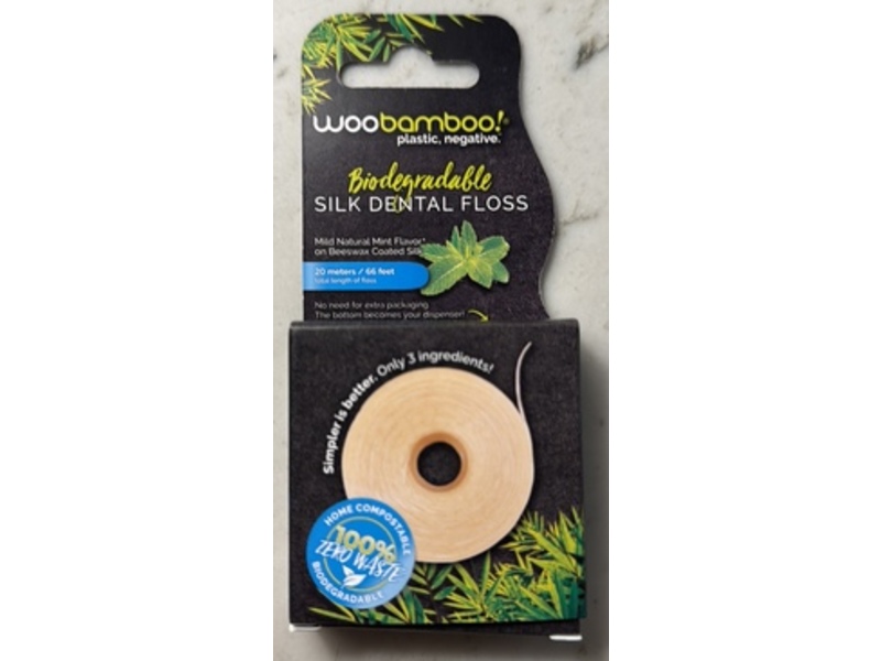WooBamboo Biodegradable Silk Dental Floss, Mint, Pack Of 4