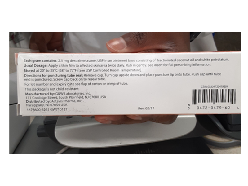 Desoximetasone Ointment USP 0.25%, 60 g, Actavis (RX)