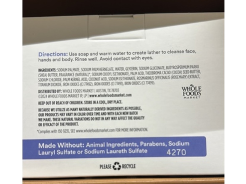 365 by Whole Foods Market Bar Soap, Lightly Scented, 3.75 oz, 8 Count