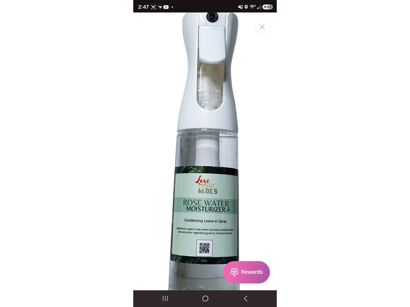 Love Light & Locs Rose Water Moisturizer Conditioning Leave-In Spray, 10 oz