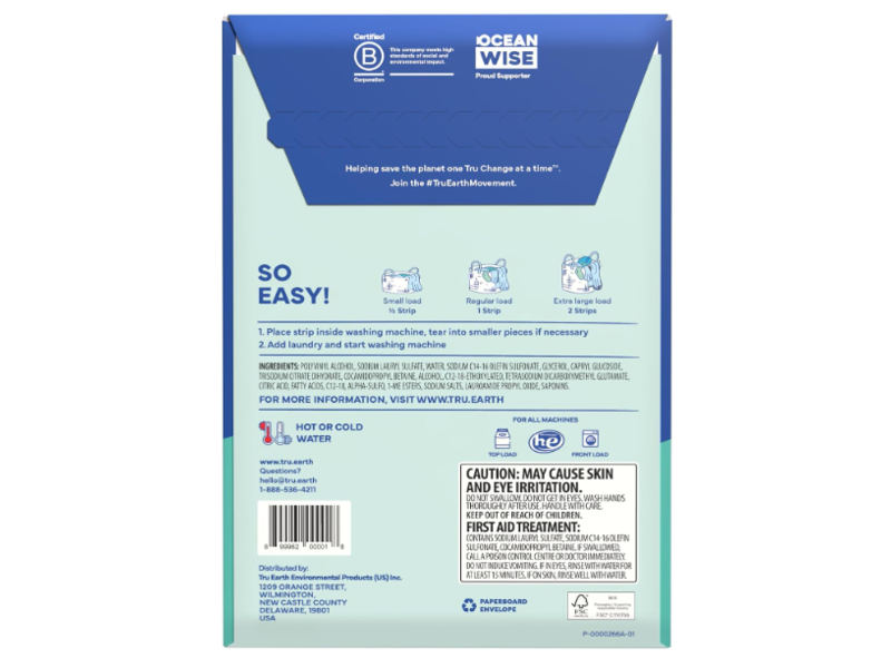 Tru Earth Laundry Detergent Sheets, Fragrance-Free, 64 Loads, 32 Count