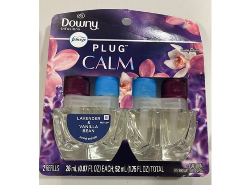 Febreze Downy Infusions Calm Plug Dual Air Freshener Refill, Lavender & Vanilla Bean, 0.87 fl oz/53 mL