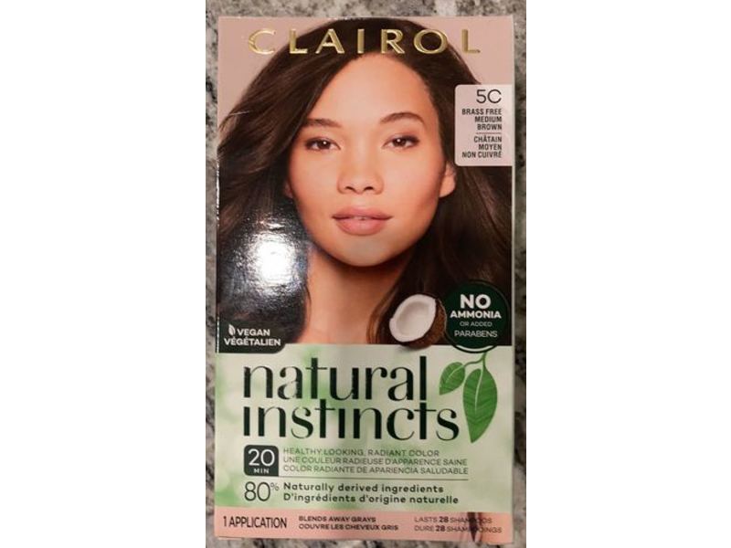 Clairol Natural Instincts Hair Color, 5C Brass Free Medium Brown, 1 Count