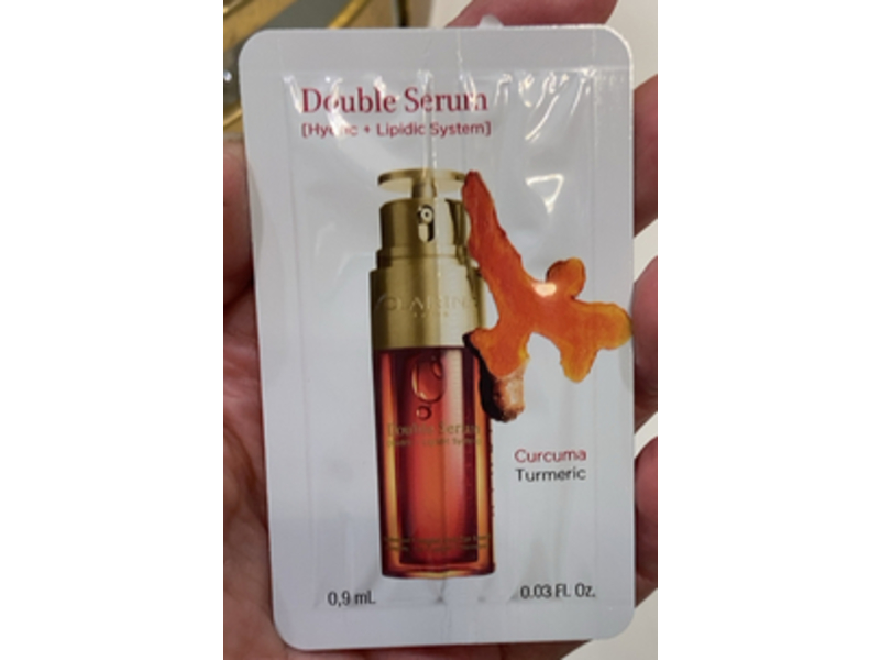 Clarins Double Serum (Hydric + Lipidic System), Curcuma Turmeric, 0.03 fl oz/0.9 mL
