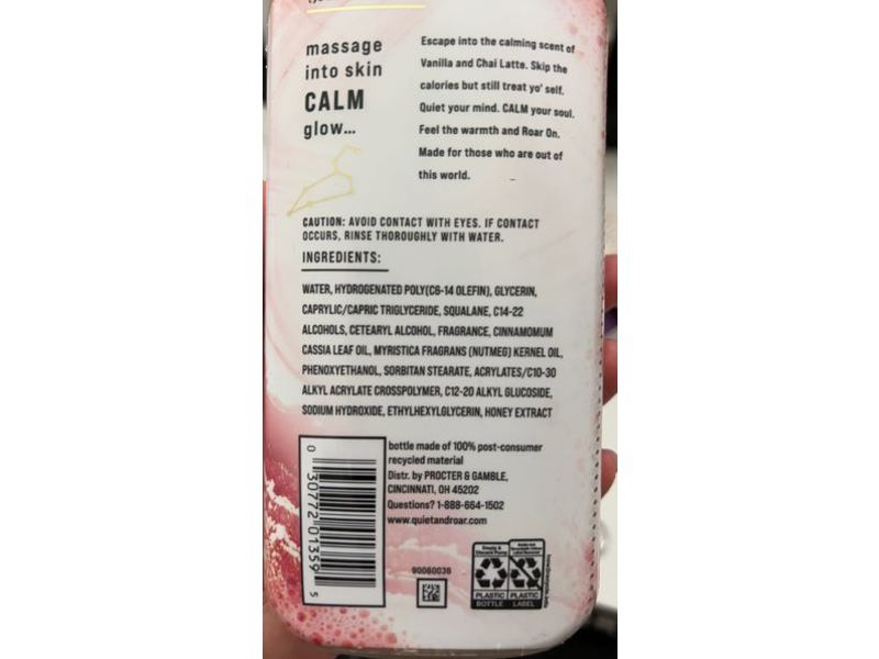 Quiet & Roar Body Lotion, Vanilla & Chai Latte, Limited Edition, 16 fl oz/473 mL