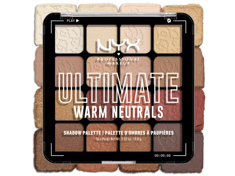 NYX Professional Makeup ltimate Eye Shadow Palette, Warm Neutrals, 0.02 oz/0.83 g