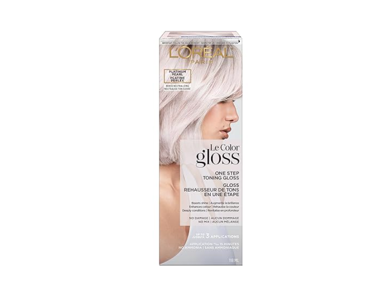 L'Oreal Paris Le Color Gloss One Step In-Shower Toning Hair Gloss, Platinum Pearl, 4.0 fl oz/118 mL, 3 Application