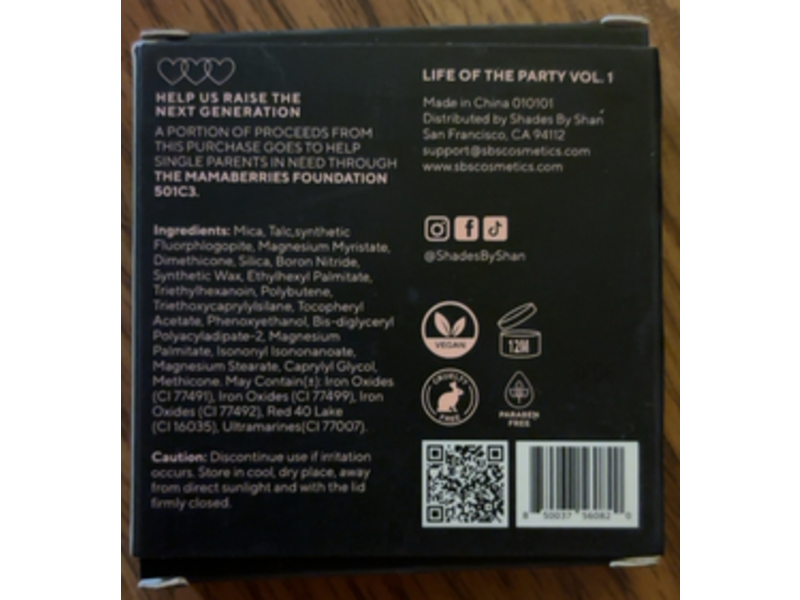 Shades By Shan Life Of The Party Eyeshadow Pallete, Vol.1, 0.24 oz/6.8 g