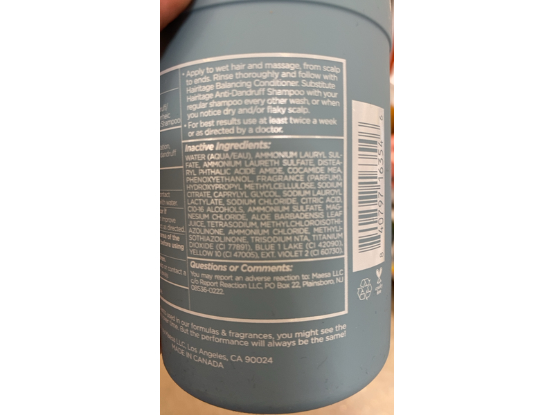 Hairitage Wash It Away Anti Dandruff Shampoo, 13 fl oz/384 mL