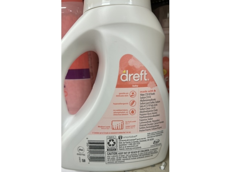 Dreft Baby Liquid Laundry Detergent, 32 Loads, 42 fl oz/1.24 L