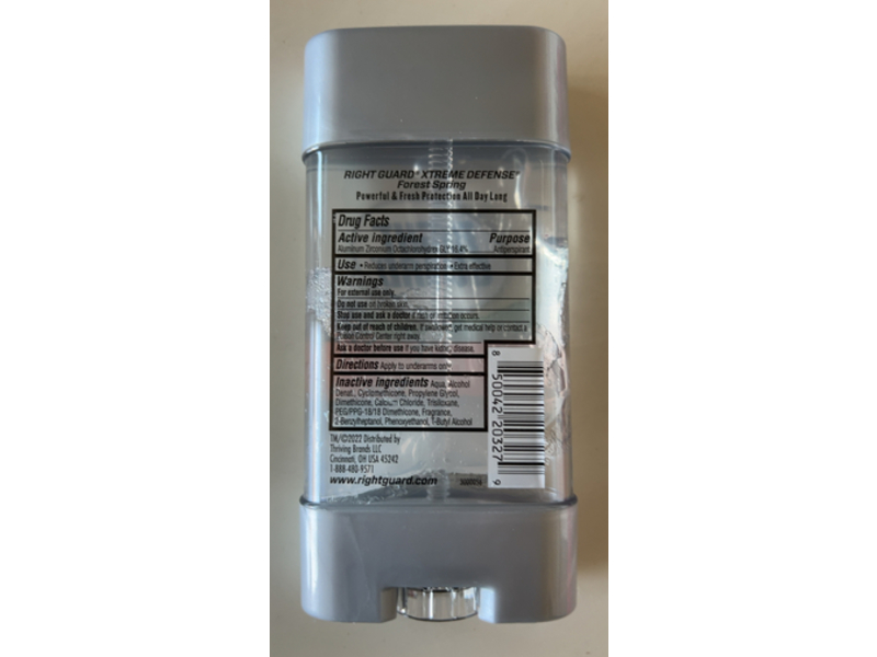 Right Guard Xtreme Defense Antiperspirant Deodorant, Forest Spring, 4 oz/113g