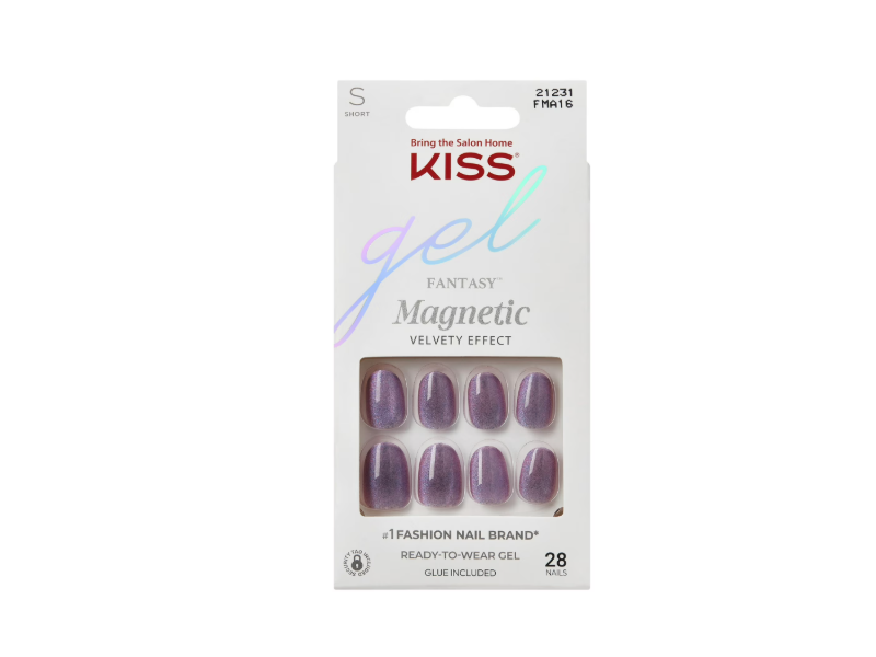 Kiss Fantasy Magnetic Velvety Effect Nails, Velvet Spark Purple, 28 Count