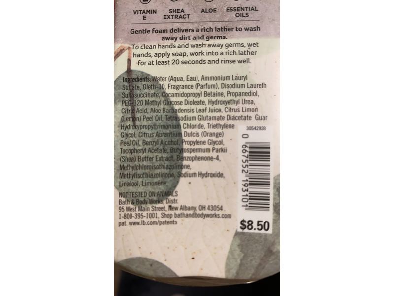 Bath & Body Works White Tea & Sage GF Hand Soap 2-Pack Gray with Green Leaves