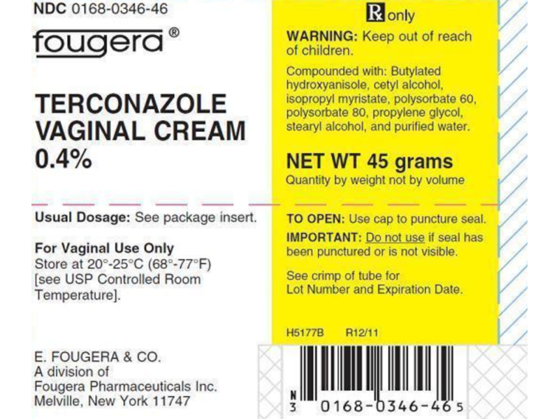 Terconazole Vaginal Cream 0.4%, 45 g, Fougera (RX)