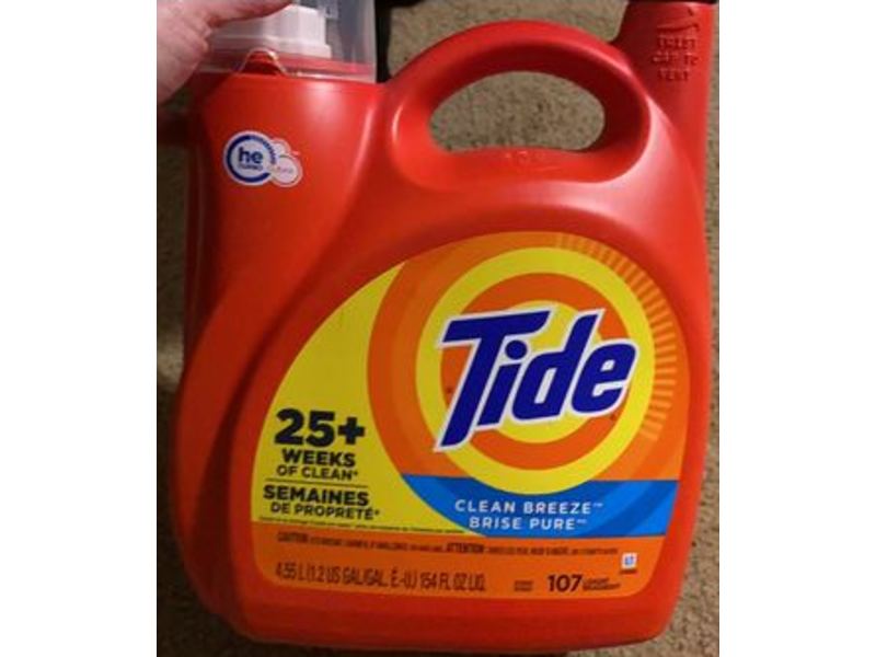 Tide Liquid Laundry Detergent, Clean Breeze, 107 Loads, 154 fl oz/4.55 L