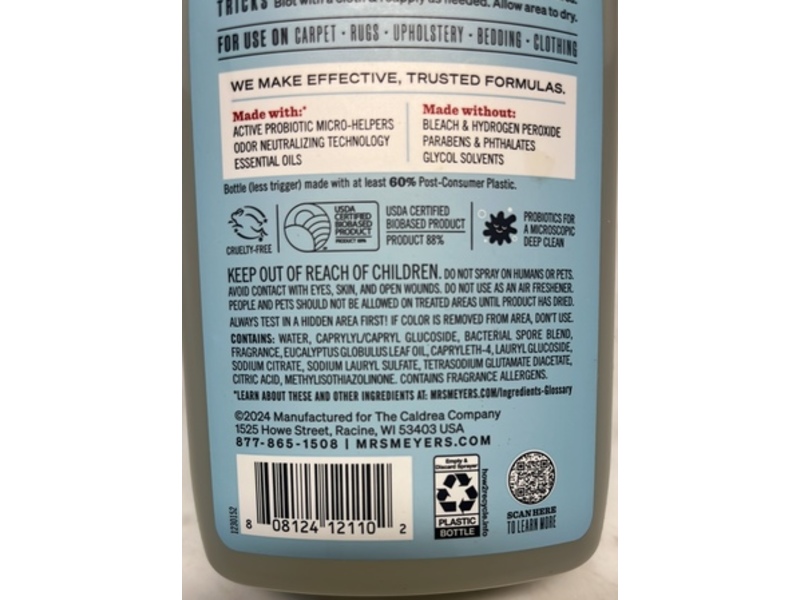 Mrs. Meyer's Clean Day Pet Stain & Odor Fighter, Coconut Leaf Scent, 16 fl oz/473 mL