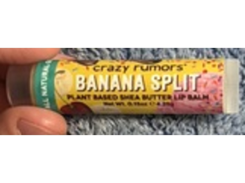 Crazy Rumors Plant Based Shea Butter Lip Balm, Banana Split, 0.15 oz/4.25 g