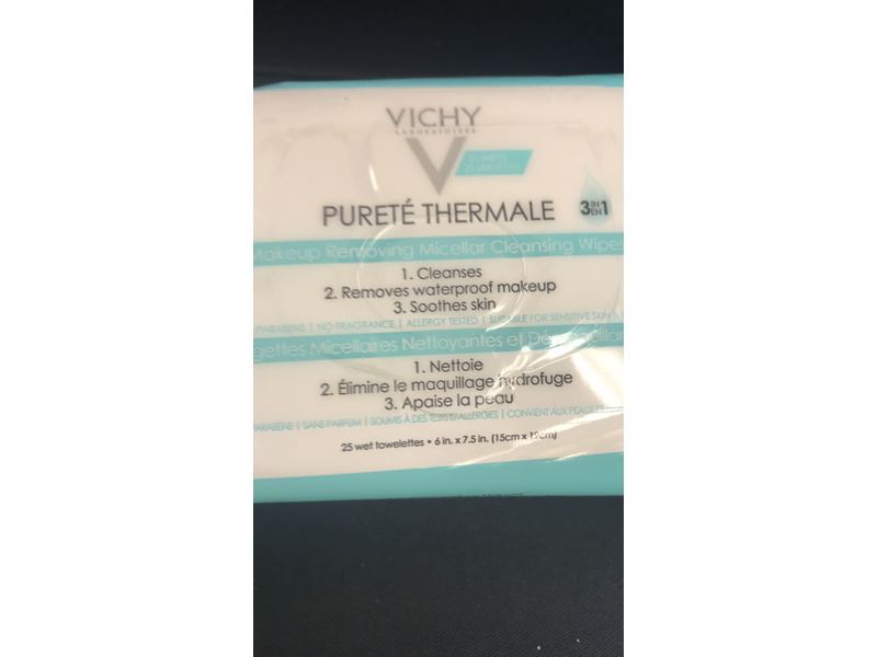 Vichy Pureté Thermale Micellar Makeup Remover Wipes, 25 Count
