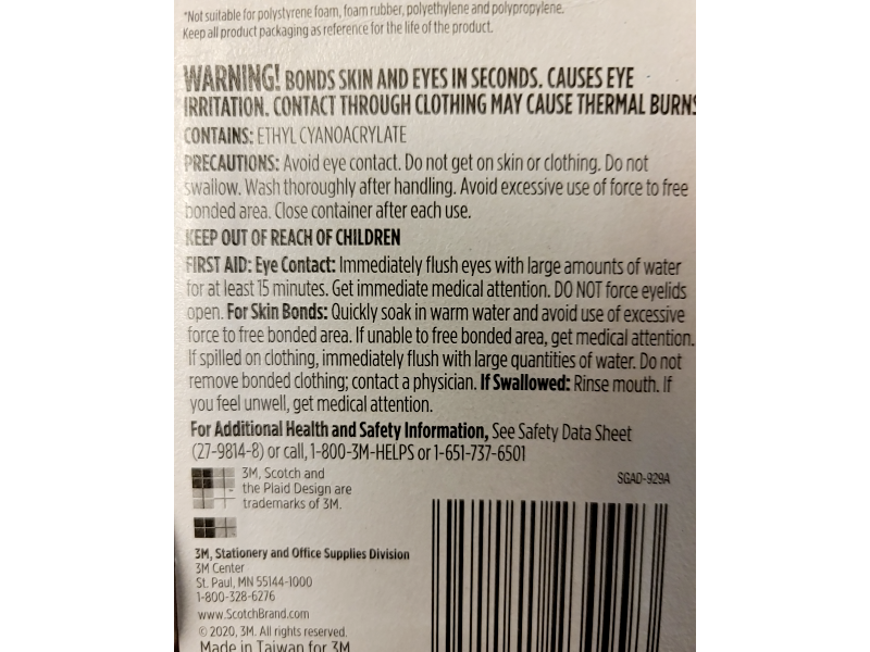 Scotch No Run Super Glue, 0.07 oz/2 g, Pack Of 4