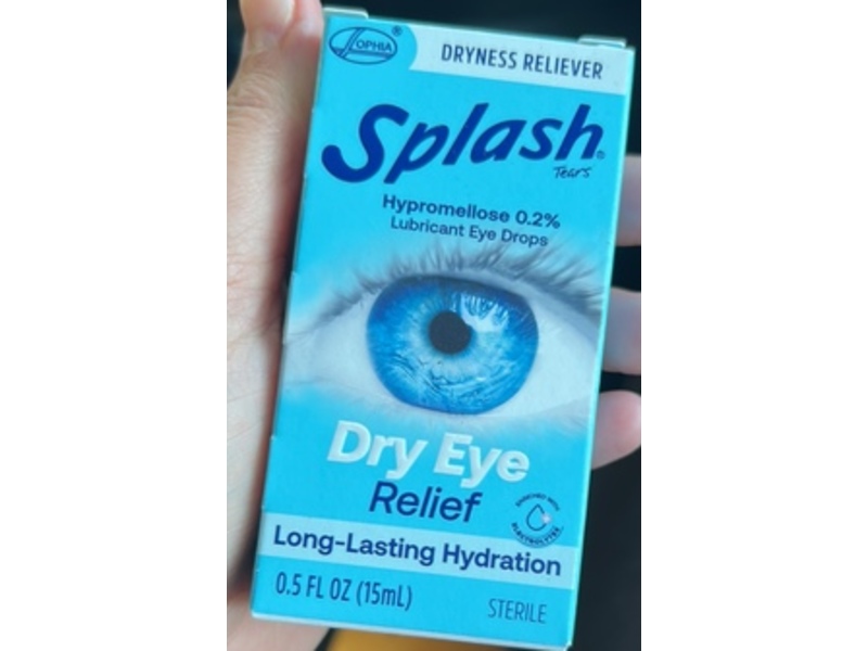 Splash Tears Dry Eyes Relief Lubricant Eye Drops, Hypromellose 0.2%, 0.5 fl oz/15 mL