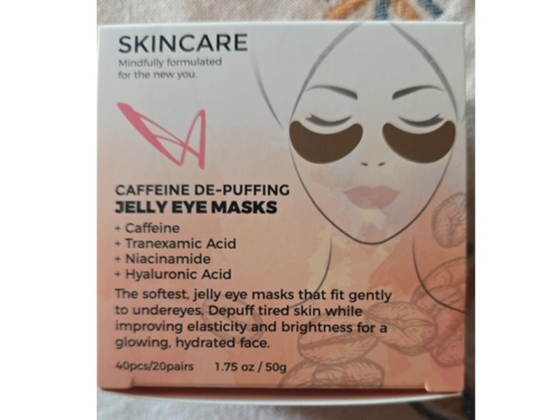 Skincare Caffeine De-Puffing Jelly Eye Masks, 1.75 oz/50 g, 20 Pairs