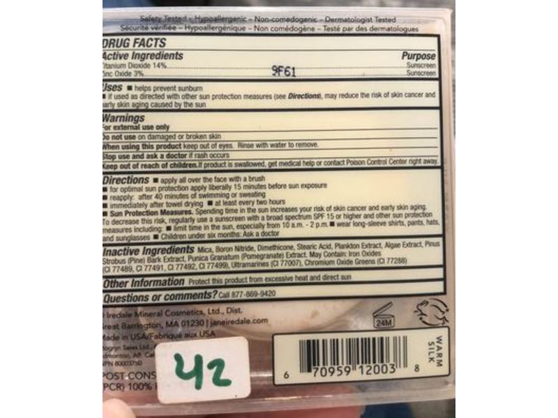 Jane Iredale Purepressed Base Mineral Foundation Refill SPF20, Warm Silk, 0.35 oz/9.9 g