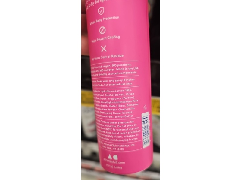 Athena Club Full Deo Body Dry-Spray, Super Pink, 4 oz/115 g