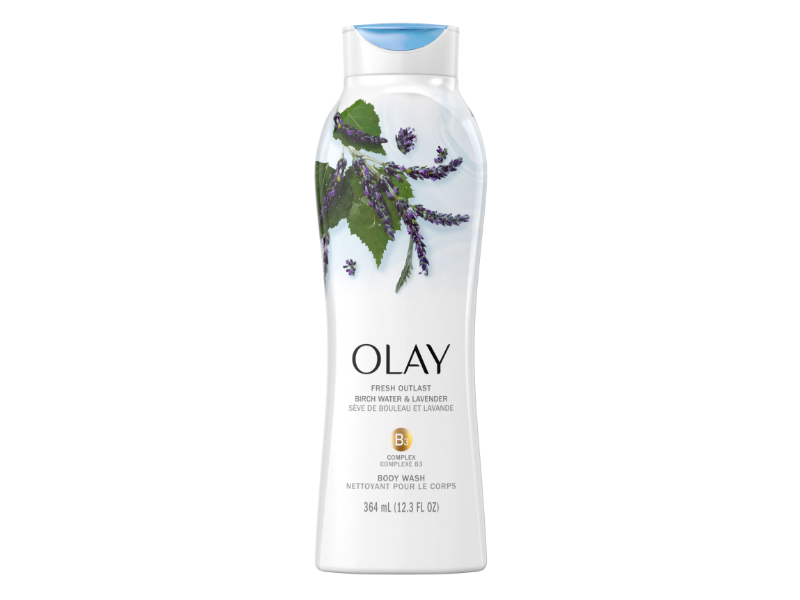 Olay Fresh Outlast Purifying Body Wash, Birch Water & Lavender, 12.3 fl oz/364 mL