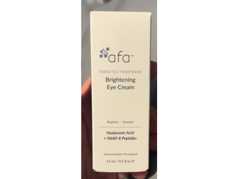 afa Brightening Eye Cream, Hyaluronic Acid + SNAP-B Peptides, 0.5 fl oz/15 mL