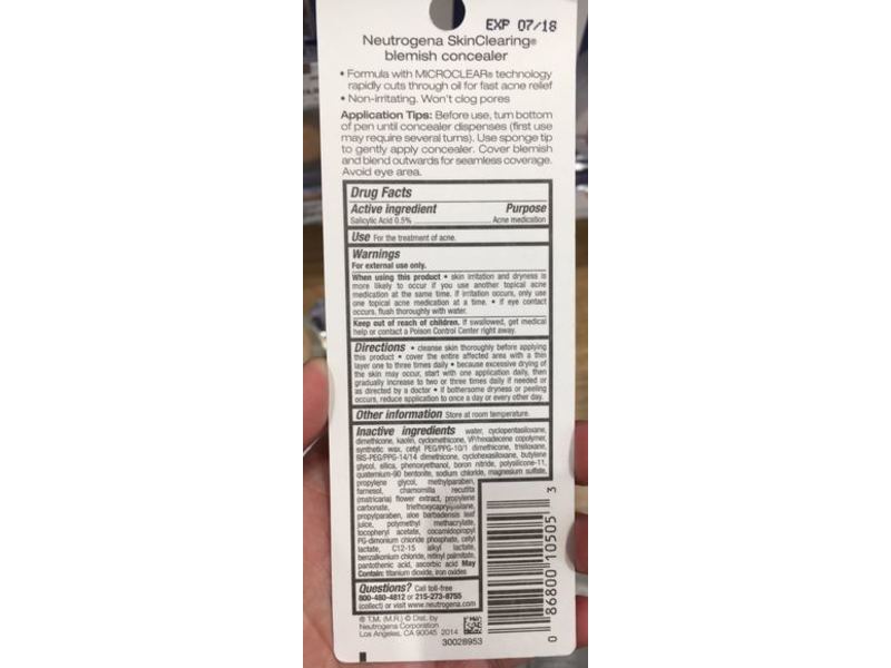 Neutrogena Skin Clearing Blemish Concealer, Fair 05, 0.05 oz/1.4 g