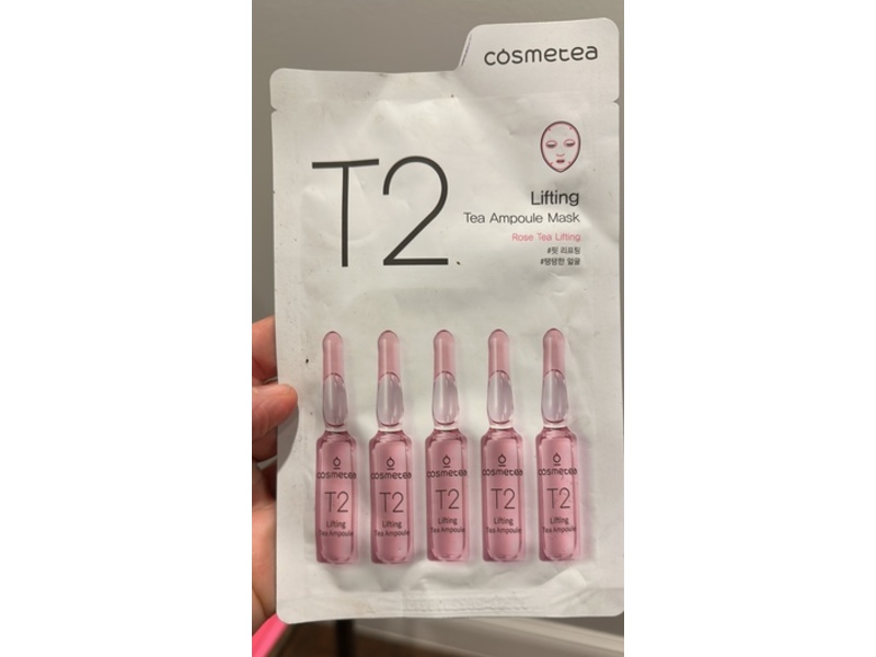 Cosmetea T2 Tea Ampoule Mask, Rose Tea Lifting, 0.84 fl oz/25 mL