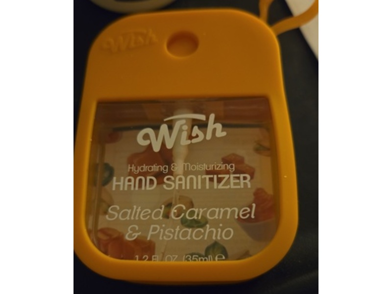 Wish Hydrating & Moisturizing Hand Sanitizer, Salted Caramel & Pistachio, 1.2 fl oz/35 mL