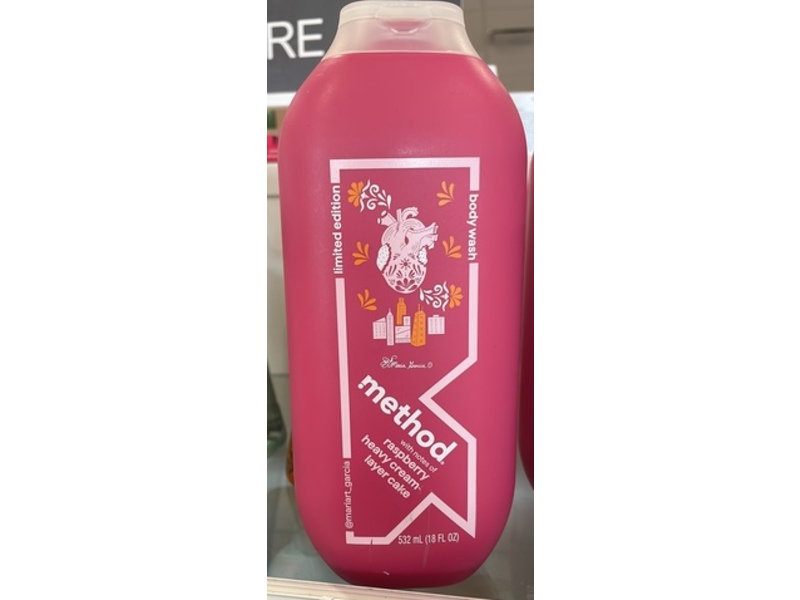 Method Body Wash, Raspberry Heavy Cream-Layer Cake, 18 fl oz/532 mL