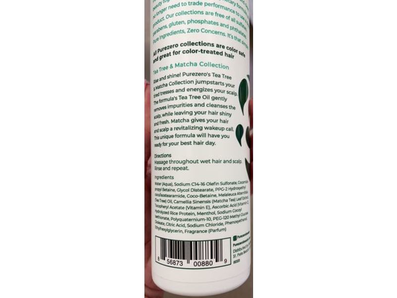 Purezero Tea Tree & Matcha Invigorating Shampoo, 12 fl oz