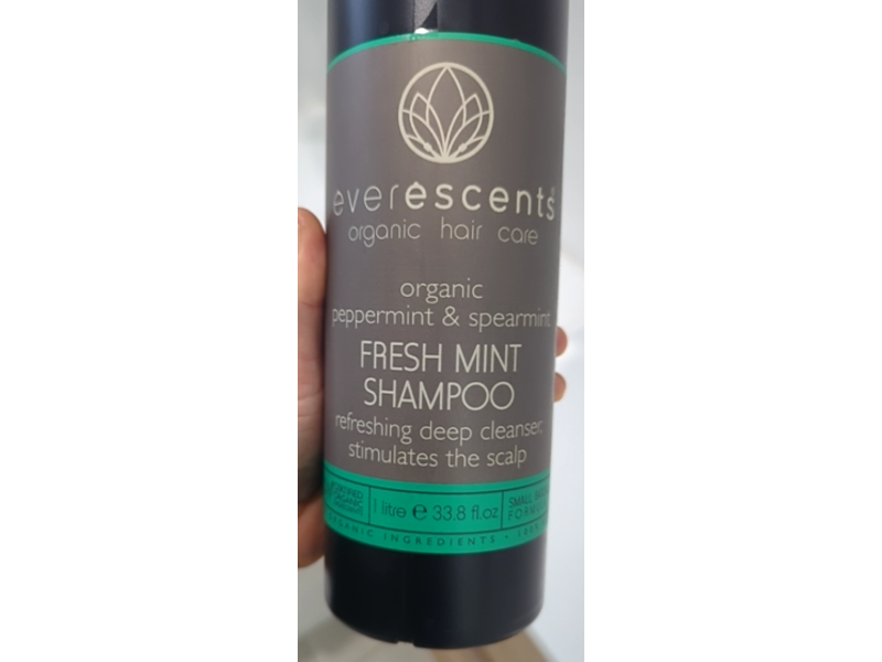 Everescents Organic Hair Care Shampoo, Fresh Mint, 33.8 fl oz/1 L