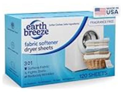 Earth Breeze Fabric Softener Dryer Sheets, 120 Count