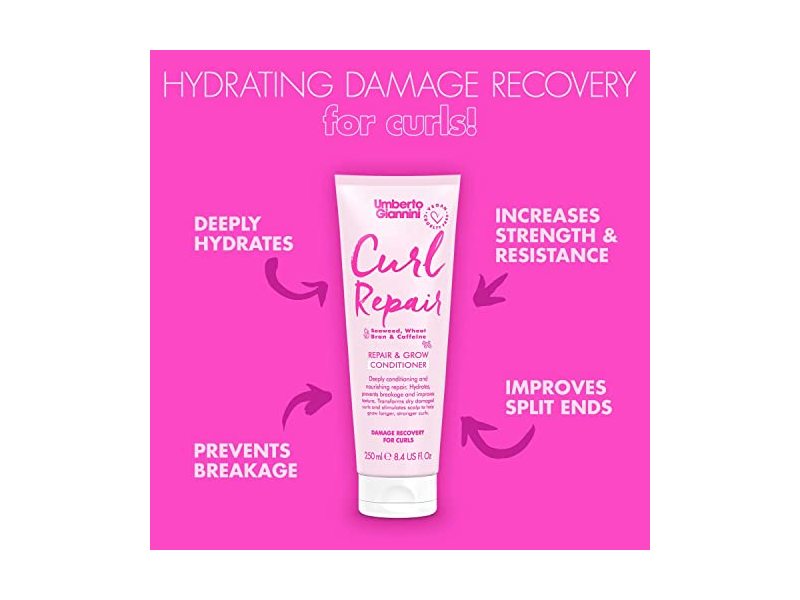 Umberto Giannini Curl Repair Conditioner, Seaweed, Wheat Bran & Caffeine, 8.4 fl oz/250 mL