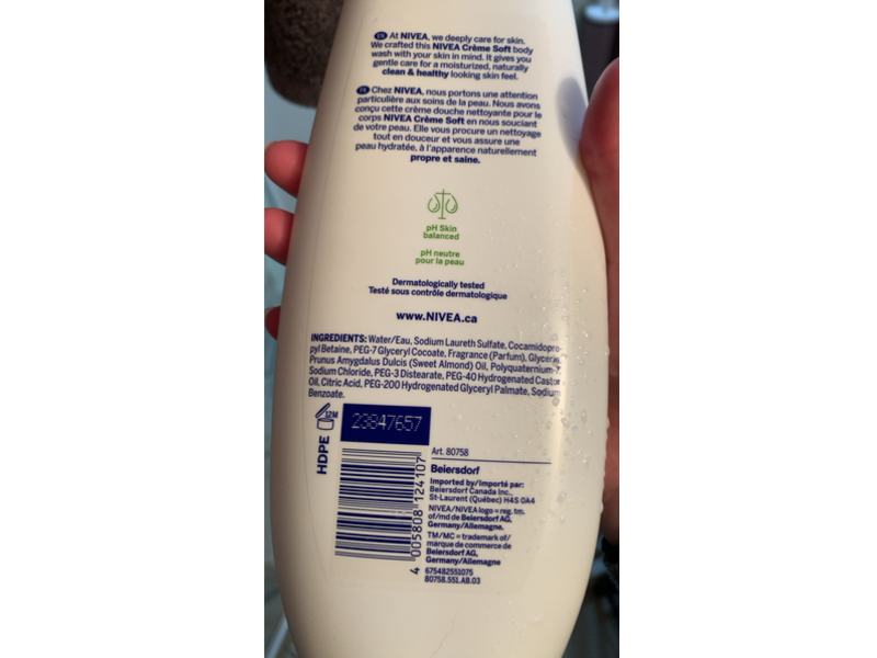 Nivea Creme Soft Body Wash, Almond Oil, 500 mL