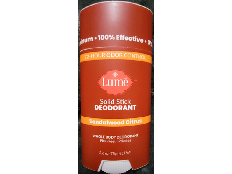 Lume Solid Stick Deodorant, Sandalwood Citrus, 2.6 oz/75 g