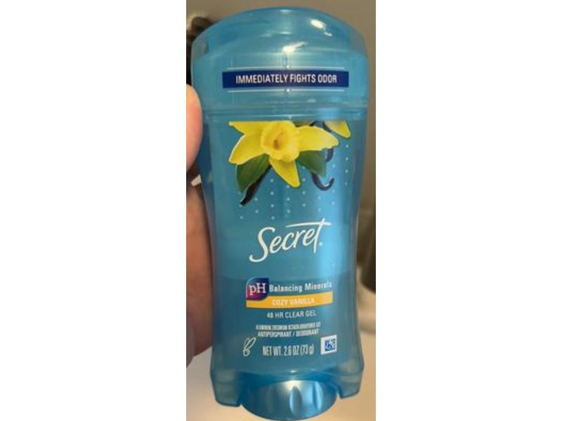 Secret PH Balancing Minerals Clear Gel Antiperspirant & Deodorant, Cozy Vanilla, 2.6 oz/73 g