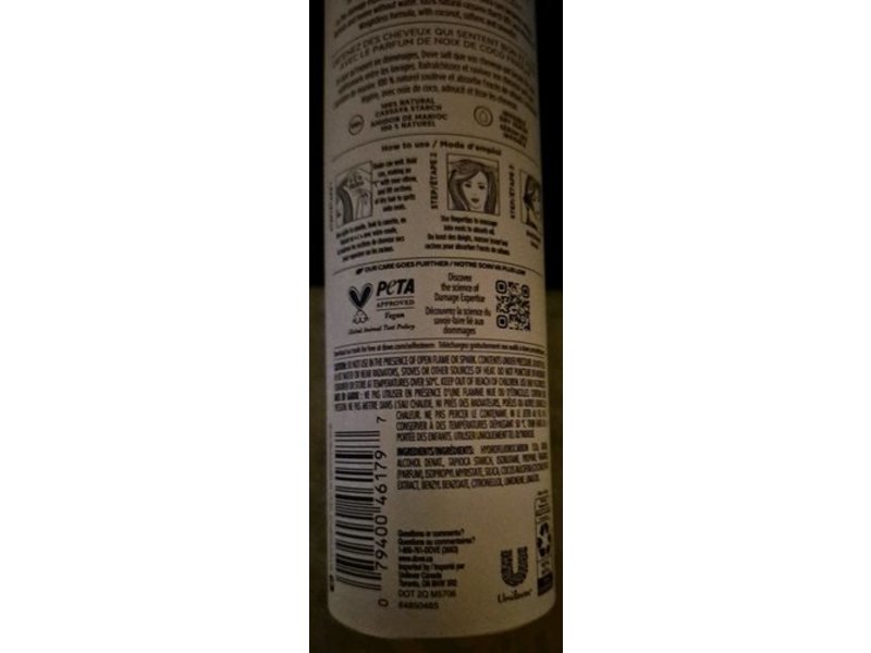 Dove Dry Shampoo, Fresh Coconut, 142 g