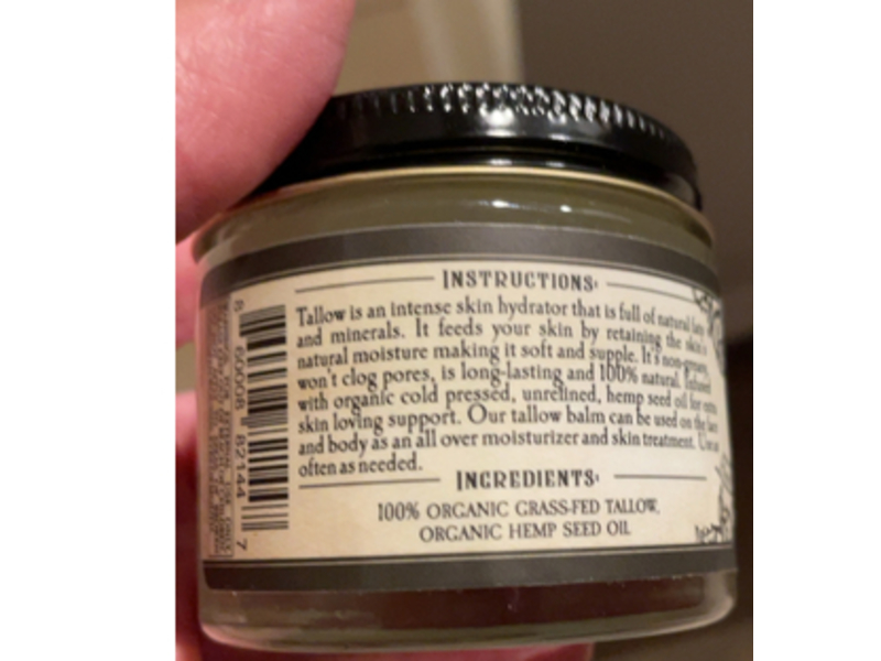 Tallow Balm Whipped Hemp Seed Oil, 2 oz/57 g