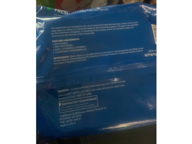 McKesson Washcloth, Fresh, 96 Count