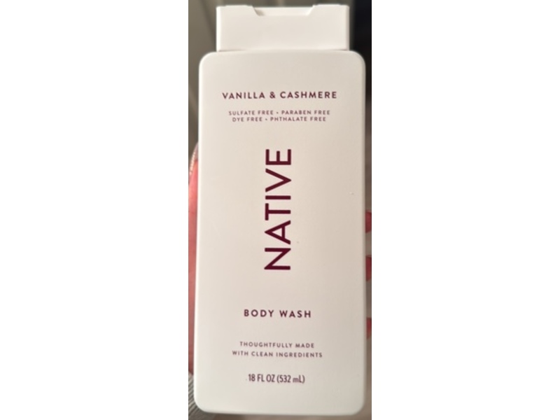 Native Body Wash, Vanilla & Cashmere, 18 fl oz/532 mL