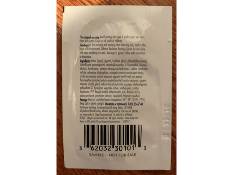 Obagi Environmental Defense Radiance Boosting Serum, 0.07 fl oz/2 mL