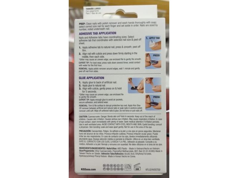 Kiss Gel Fantasy Collection Long Length, Black/Sparkle, 24 Count, Pack Of 6