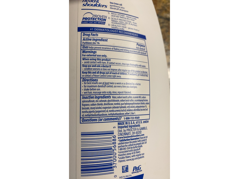 Head & Shoulders Daily Shampoo, Tea Tree, 32.1 fl oz/950 mL, Pack Of 2