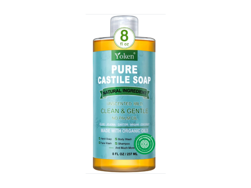 Yoken Pure Castile Soap, Unscented Mild, 8 fl oz/237 mL